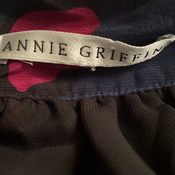 Annie Griffin Silk Navy Blue Pink Animal Print Tunic Dress w/ Sash - M - Picture 10 of 12